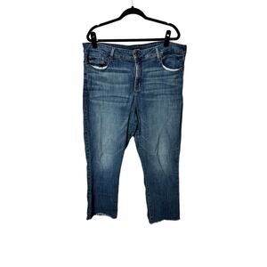 NYDJ Women’s Plus Sz 20W Marilyn Straight Ankle Jean Dark Wash Denim Raw Hem